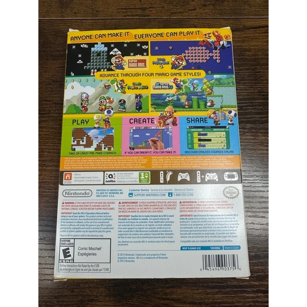 Super Mario Maker Nintendo Wii U Game Idea Book and Outer Box